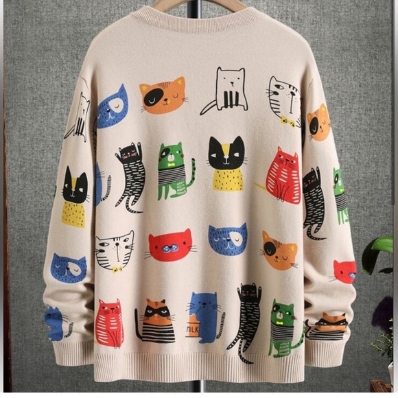 Sweater cats size large small and medium new SMALL MEDIUM LARGE SWEATER SWEATER - Picture 2 of 3